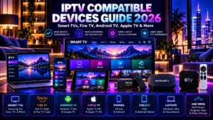 IPTV compatible devices guide for Smart TV Fire TV Android TV Apple TV laptop phone and tablet