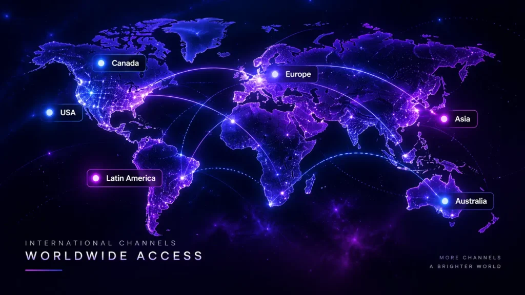 Worldwide IPTV channel coverage