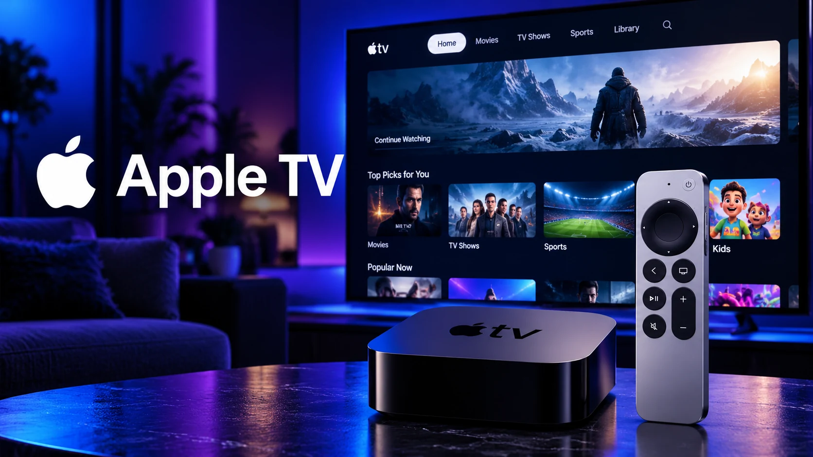 Apple TV device for IPTV streaming