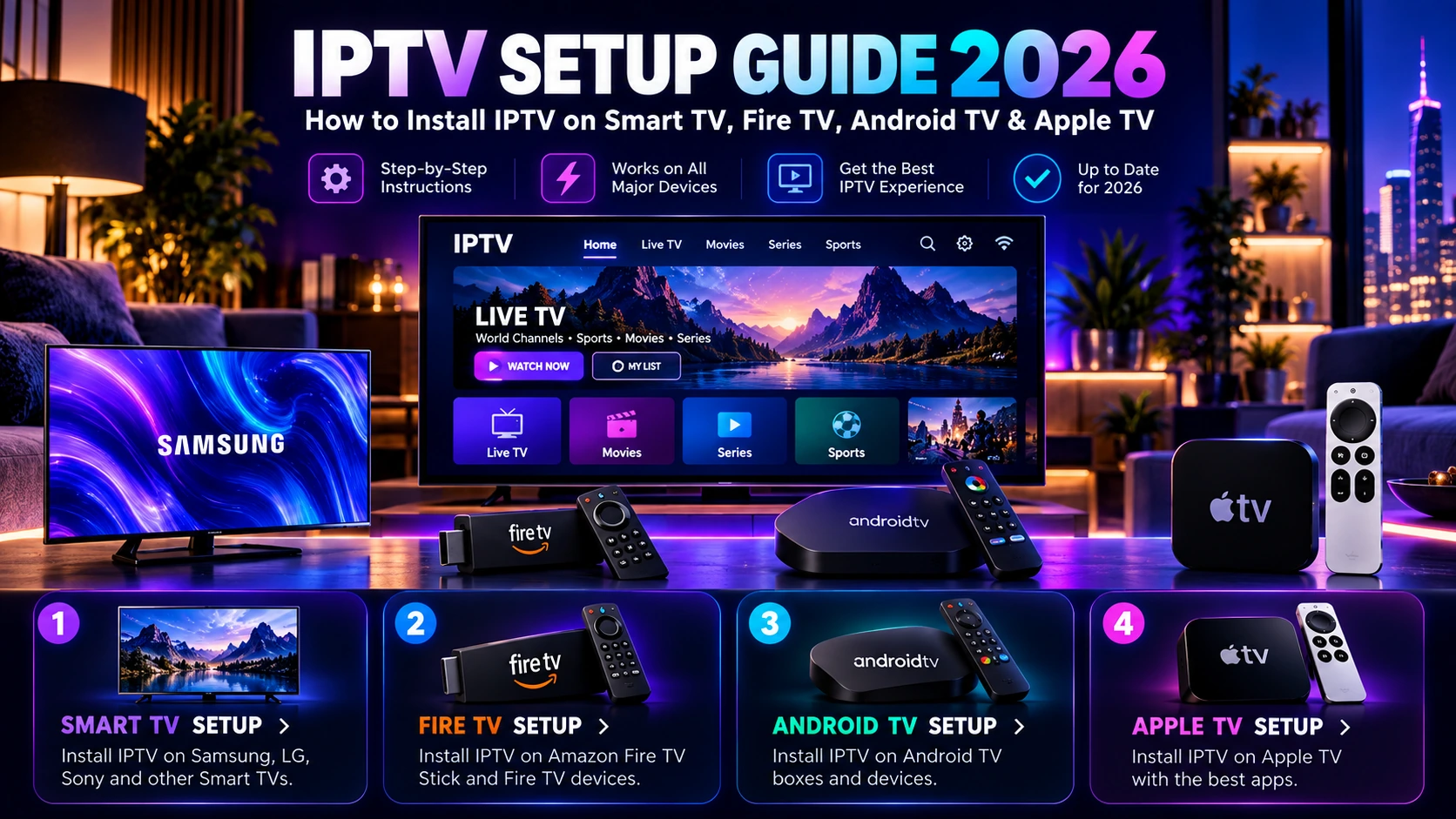 IPTV setup guide 2026 for Smart TV Fire TV Android TV and Apple TV