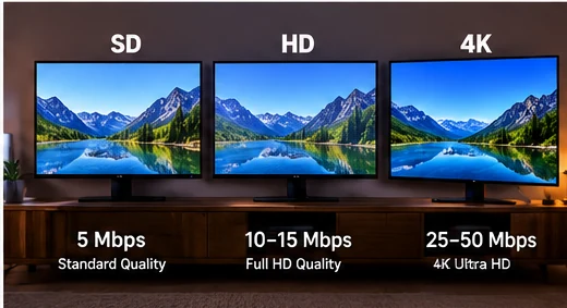 IPTV internet speed for SD HD Full HD and 4K