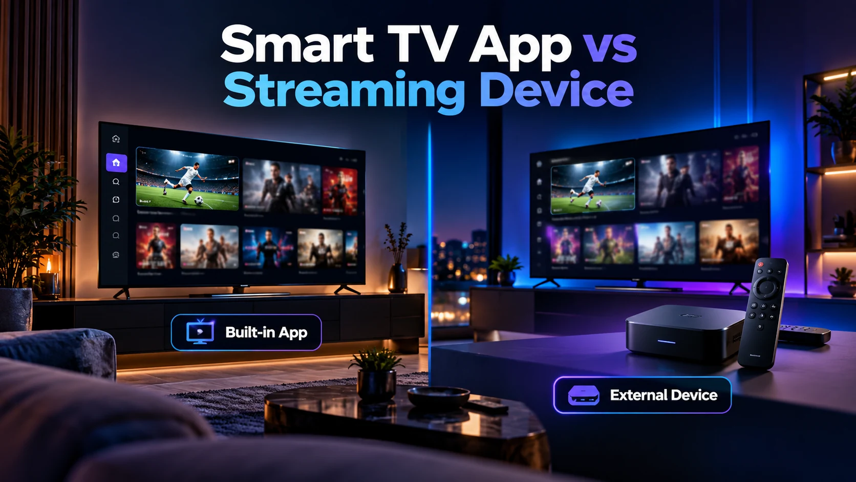 Smart TV app versus external streaming device for IPTV