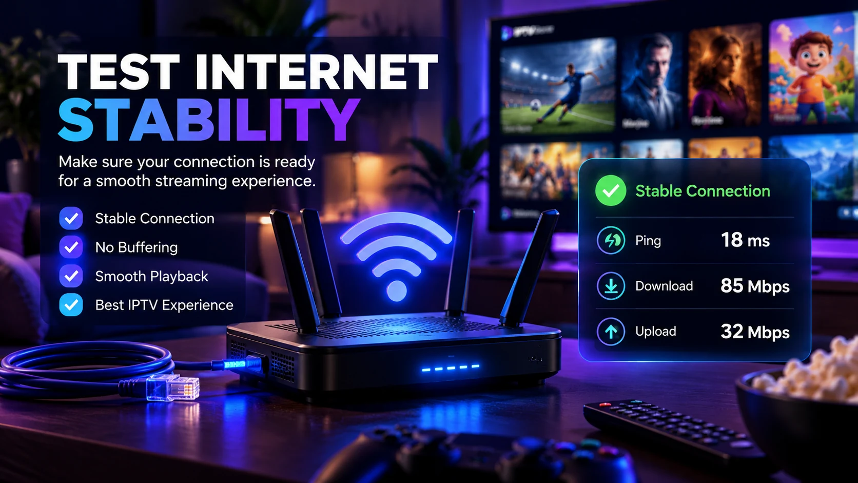 Test internet stability for IPTV streaming