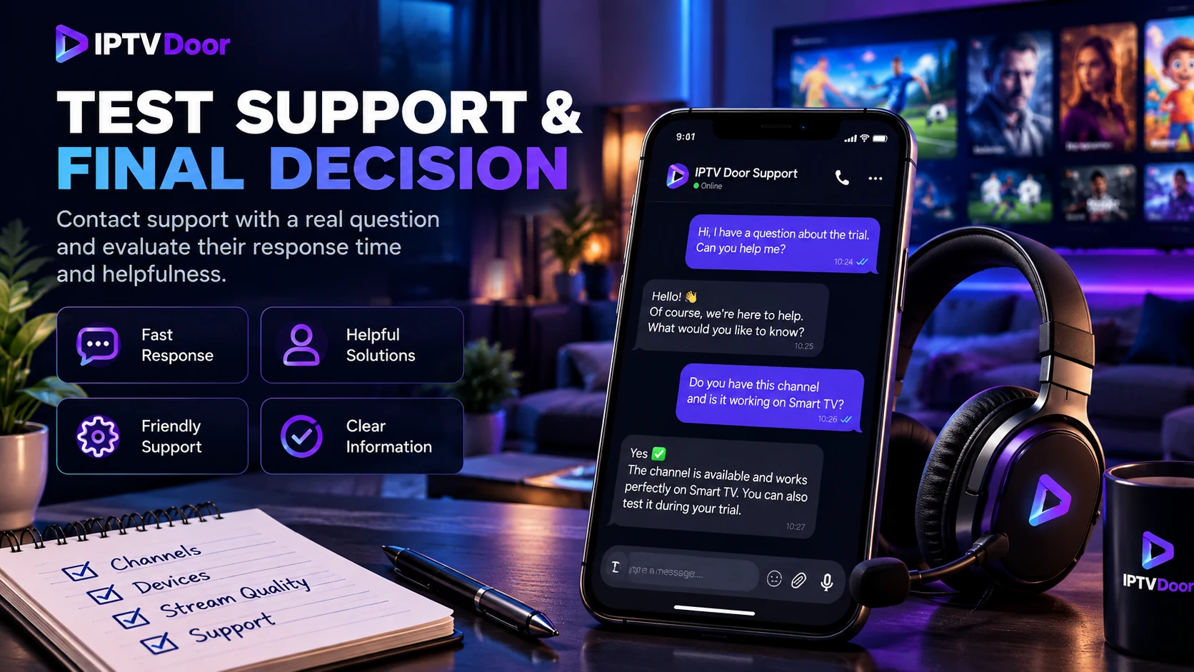 Test IPTV support response before making a final decision