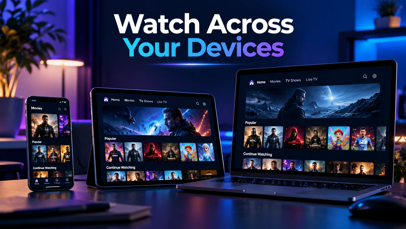 IPTV on phones tablets Windows and Mac computers